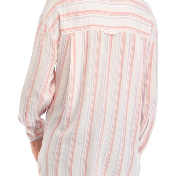 Gloria Vanderbilt Plus Size Amanda Shirt - Greeting Stripe Pink Dogwood 3X NWT - Picture 3 of 4